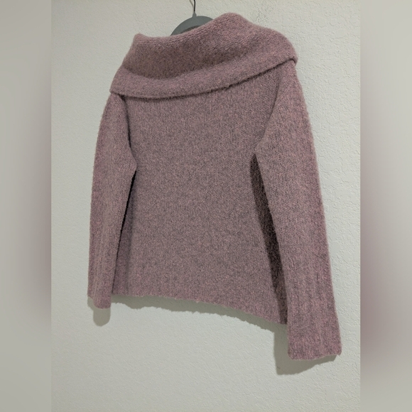 Vince Pink Melange Romantic Off-The-Shoulder Alpaca Wool Blend Sweater Winter - Picture 5 of 11